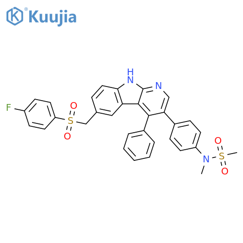 Methanesulfonamide,N-[4-[6-[[(4-fluorophenyl)sulfonyl]methyl]-4-phenyl-9H-pyrido[2,3-b]indol-3-yl]phenyl]-N-methyl- structure