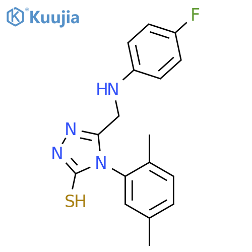 <br>4-(2,5-Dimethyl-phenyl)-5-[(4-fluoro-phenylamino)-methyl]-4H-[1,2,4]triazol e-3-thiol structure