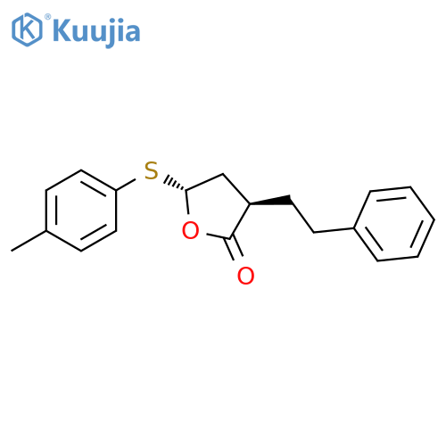 2(3H)-Furanone, dihydro-5-[(4-methylphenyl)thio]-3-(2-phenylethyl)-, (3R,5R)-rel- structure