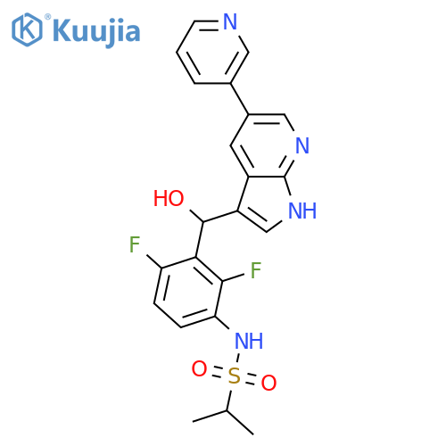 N-(2,4-difluoro-3-(hydroxy(5-(pyridin-3-yl)-1H-pyrrolo[2,3-b]pyridin-3-yl)methyl)phenyl)propane-2-sulfonamide structure