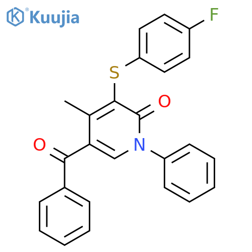 2(1H)-Pyridinone, 5-benzoyl-3-[(4-fluorophenyl)thio]-4-methyl-1-phenyl- structure