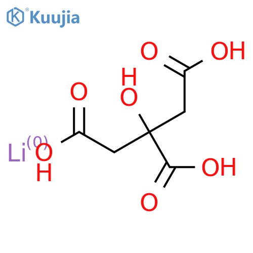 trilithium(1+) ion 2-hydroxypropane-1,2,3-tricarboxylate structure