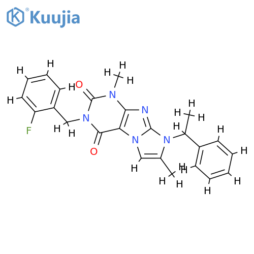 3-(2-fluorophenyl)methyl-1,7-dimethyl-8-(1-phenylethyl)-1H,2H,3H,4H,8H-imidazo1,2-gpurine-2,4-dione structure