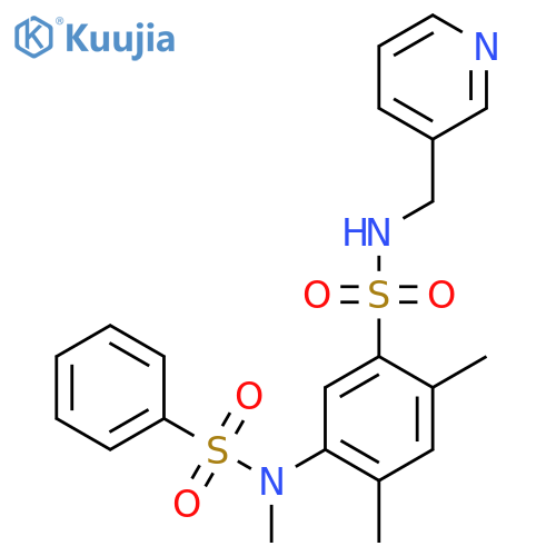 2,4-dimethyl-5-(N-methylbenzenesulfonamido)-N-(pyridin-3-yl)methylbenzene-1-sulfonamide structure
