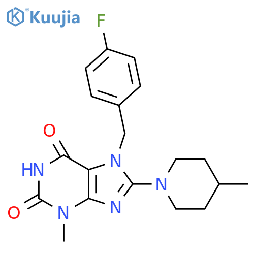 7-(4-fluorophenyl)methyl-3-methyl-8-(4-methylpiperidin-1-yl)-2,3,6,7-tetrahydro-1H-purine-2,6-dione structure