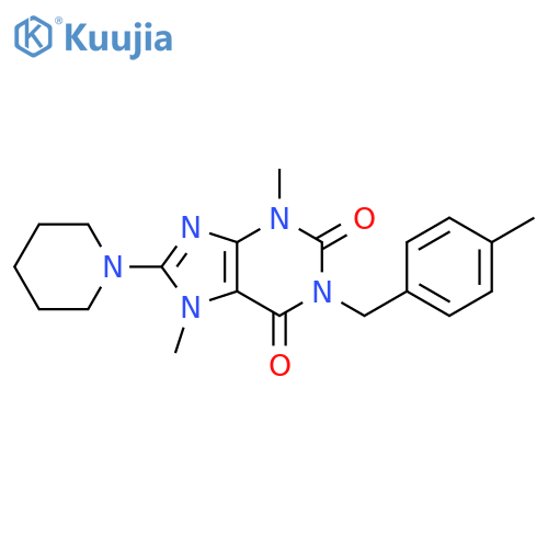 3,7-dimethyl-1-(4-methylphenyl)methyl-8-(piperidin-1-yl)-2,3,6,7-tetrahydro-1H-purine-2,6-dione structure
