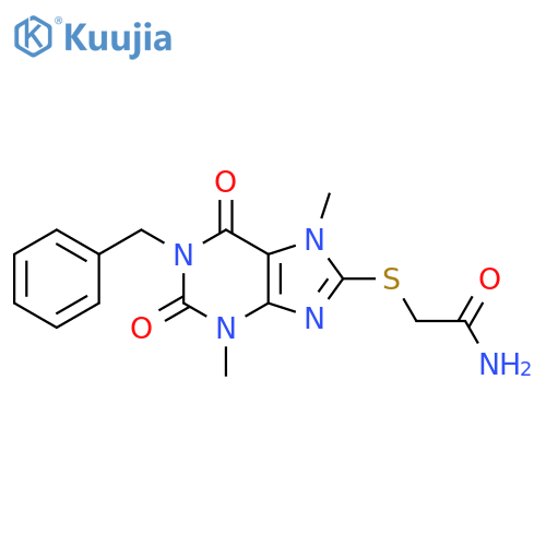 2-(1-benzyl-3,7-dimethyl-2,6-dioxo-2,3,6,7-tetrahydro-1H-purin-8-yl)sulfanylacetamide structure