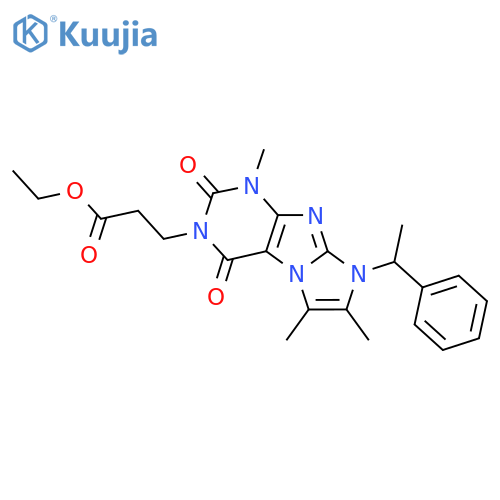 ethyl 3-1,6,7-trimethyl-2,4-dioxo-8-(1-phenylethyl)-1H,2H,3H,4H,8H-imidazo1,2-gpurin-3-ylpropanoate structure