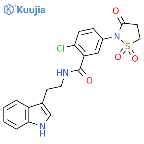 2-chloro-N-2-(1H-indol-3-yl)ethyl-5-(1,1,3-trioxo-1lambda6,2-thiazolidin-2-yl)benzamide structure