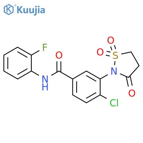 4-chloro-N-(2-fluorophenyl)-3-(1,1,3-trioxo-1lambda6,2-thiazolidin-2-yl)benzamide structure