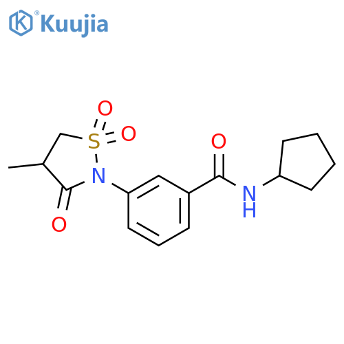 N-cyclopentyl-3-(4-methyl-1,1,3-trioxo-1lambda6,2-thiazolidin-2-yl)benzamide structure
