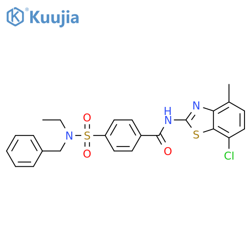 4-benzyl(ethyl)sulfamoyl-N-(7-chloro-4-methyl-1,3-benzothiazol-2-yl)benzamide structure