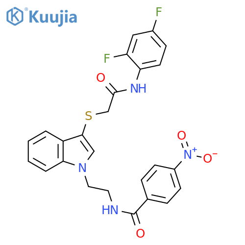 N-{2-3-({(2,4-difluorophenyl)carbamoylmethyl}sulfanyl)-1H-indol-1-ylethyl}-4-nitrobenzamide structure