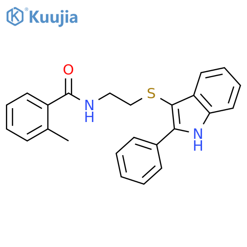 2-methyl-N-{2-(2-phenyl-1H-indol-3-yl)sulfanylethyl}benzamide structure