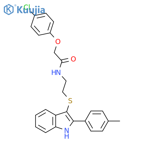 2-(4-chlorophenoxy)-N-(2-{2-(4-methylphenyl)-1H-indol-3-ylsulfanyl}ethyl)acetamide structure