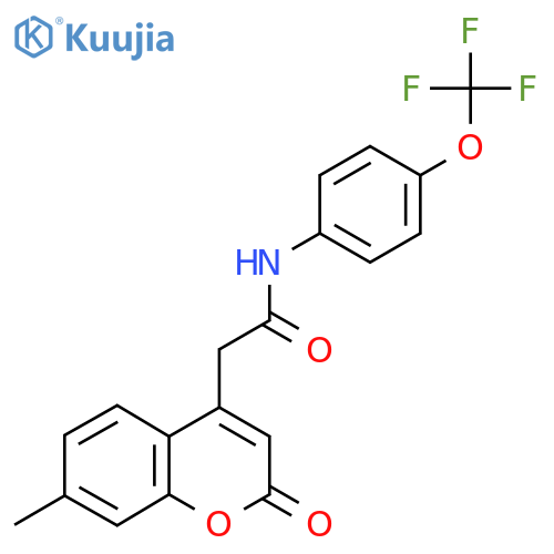 2-(7-methyl-2-oxo-2H-chromen-4-yl)-N-4-(trifluoromethoxy)phenylacetamide structure