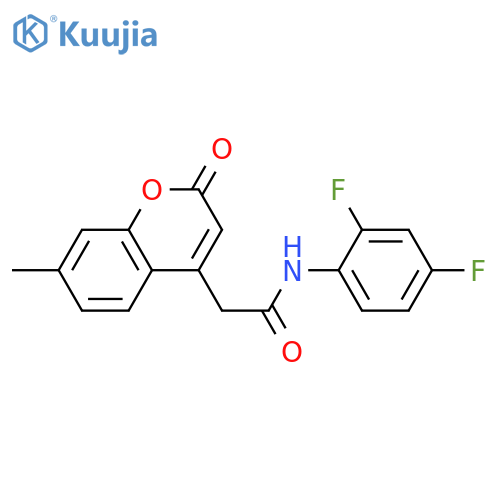 N-(2,4-difluorophenyl)-2-(7-methyl-2-oxo-2H-chromen-4-yl)acetamide structure
