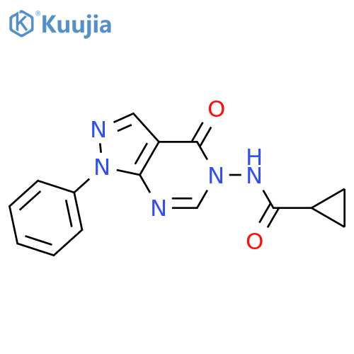 N-(4-oxo-1-phenylpyrazolo[3,4-d]pyrimidin-5-yl)cyclopropanecarboxamide structure