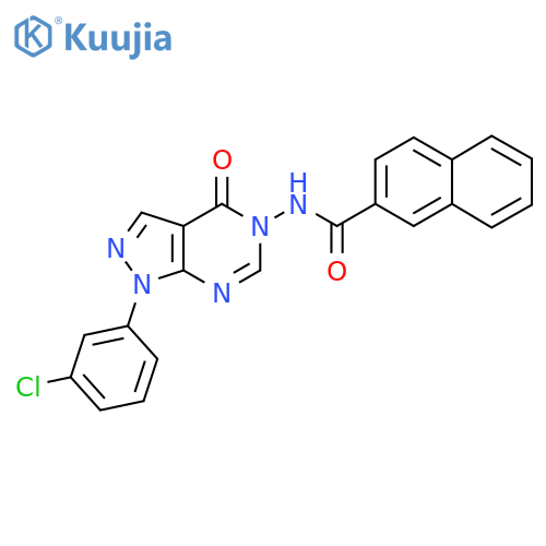 N-1-(3-chlorophenyl)-4-oxo-1H,4H,5H-pyrazolo3,4-dpyrimidin-5-ylnaphthalene-2-carboxamide structure