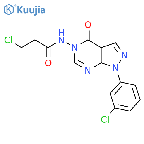 3-chloro-N-1-(3-chlorophenyl)-4-oxo-1H,4H,5H-pyrazolo3,4-dpyrimidin-5-ylpropanamide structure