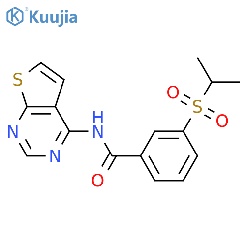 3-(propane-2-sulfonyl)-N-{thieno2,3-dpyrimidin-4-yl}benzamide structure