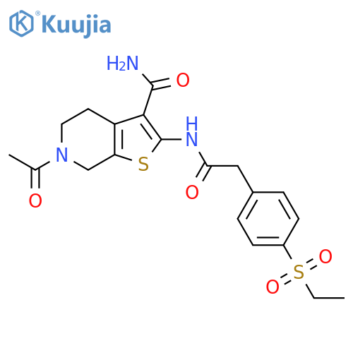 6-acetyl-2-{2-4-(ethanesulfonyl)phenylacetamido}-4H,5H,6H,7H-thieno2,3-cpyridine-3-carboxamide structure