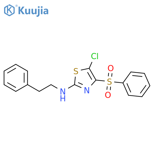4-(benzenesulfonyl)-5-chloro-N-(2-phenylethyl)-1,3-thiazol-2-amine structure