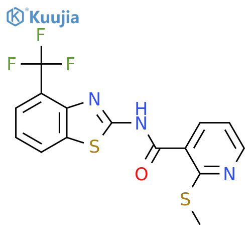 2-(methylsulfanyl)-N-[4-(trifluoromethyl)-1,3-benzothiazol-2-yl]pyridine-3-carboxamide structure