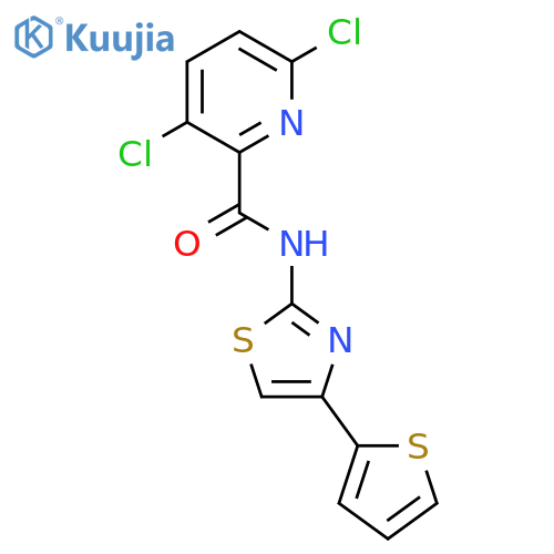 3,6-dichloro-N-[4-(thiophen-2-yl)-1,3-thiazol-2-yl]pyridine-2-carboxamide structure