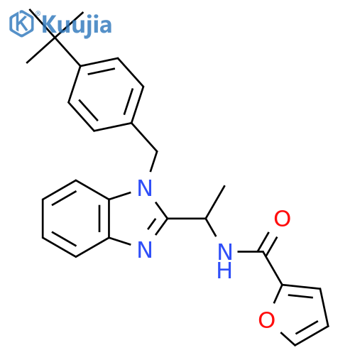 N-(1-{1-(4-tert-butylphenyl)methyl-1H-1,3-benzodiazol-2-yl}ethyl)furan-2-carboxamide structure