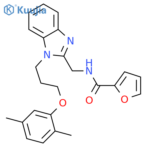 N-({1-3-(2,5-dimethylphenoxy)propyl-1H-1,3-benzodiazol-2-yl}methyl)furan-2-carboxamide structure