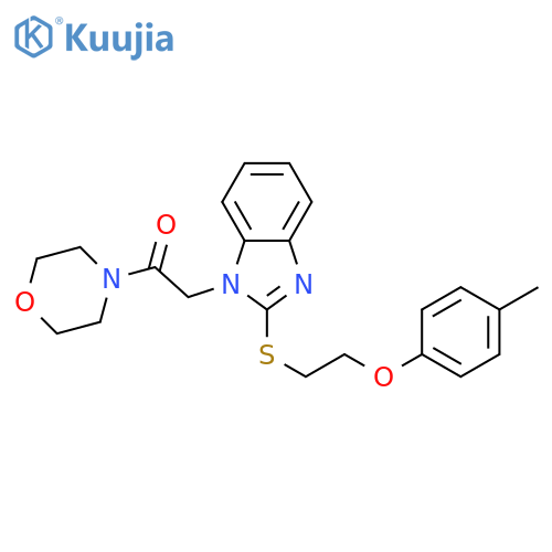 2-(2-{2-(4-methylphenoxy)ethylsulfanyl}-1H-1,3-benzodiazol-1-yl)-1-(morpholin-4-yl)ethan-1-one structure