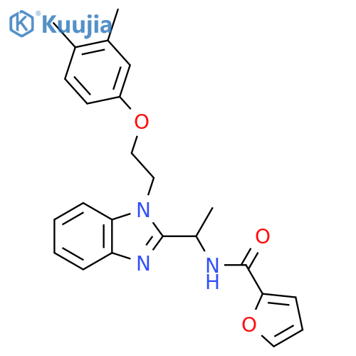 N-(1-{1-2-(3,4-dimethylphenoxy)ethyl-1H-1,3-benzodiazol-2-yl}ethyl)furan-2-carboxamide structure