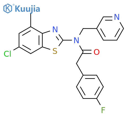 N-(6-chloro-4-methyl-1,3-benzothiazol-2-yl)-2-(4-fluorophenyl)-N-(pyridin-3-yl)methylacetamide structure