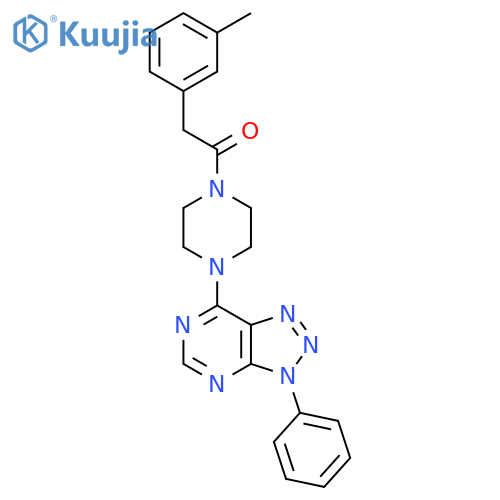 2-(3-methylphenyl)-1-(4-{3-phenyl-3H-1,2,3triazolo4,5-dpyrimidin-7-yl}piperazin-1-yl)ethan-1-one structure
