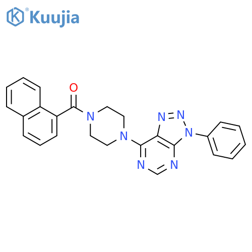 naphthalen-1-yl(4-(3-phenyl-3H-[1,2,3]triazolo[4,5-d]pyrimidin-7-yl)piperazin-1-yl)methanone structure