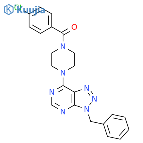 1-{3-benzyl-3H-1,2,3triazolo4,5-dpyrimidin-7-yl}-4-(4-chlorobenzoyl)piperazine structure
