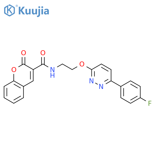 N-(2-{6-(4-fluorophenyl)pyridazin-3-yloxy}ethyl)-2-oxo-2H-chromene-3-carboxamide structure