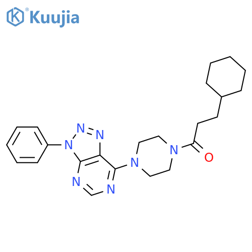3-cyclohexyl-1-(4-{3-phenyl-3H-1,2,3triazolo4,5-dpyrimidin-7-yl}piperazin-1-yl)propan-1-one structure