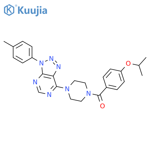 1-3-(4-methylphenyl)-3H-1,2,3triazolo4,5-dpyrimidin-7-yl-4-4-(propan-2-yloxy)benzoylpiperazine structure