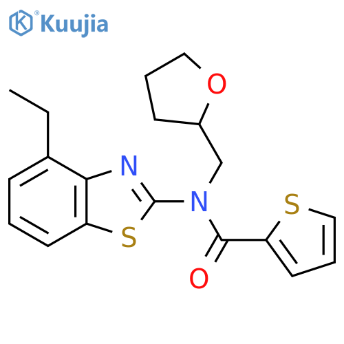 N-(4-ethyl-1,3-benzothiazol-2-yl)-N-(oxolan-2-yl)methylthiophene-2-carboxamide structure