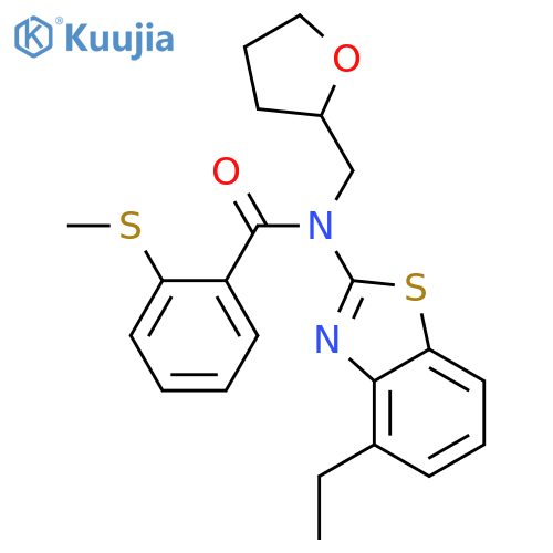 N-(4-ethyl-1,3-benzothiazol-2-yl)-2-(methylsulfanyl)-N-(oxolan-2-yl)methylbenzamide structure