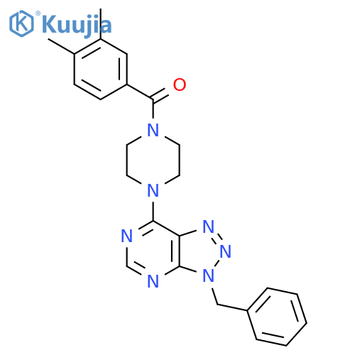 1-{3-benzyl-3H-1,2,3triazolo4,5-dpyrimidin-7-yl}-4-(3,4-dimethylbenzoyl)piperazine structure