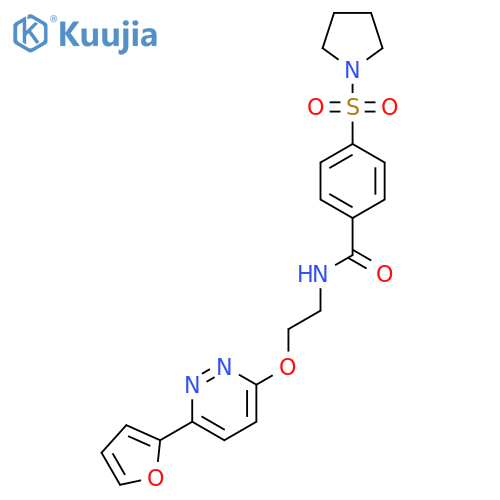 N-(2-{6-(furan-2-yl)pyridazin-3-yloxy}ethyl)-4-(pyrrolidine-1-sulfonyl)benzamide structure