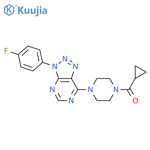 1-cyclopropanecarbonyl-4-3-(4-fluorophenyl)-3H-1,2,3triazolo4,5-dpyrimidin-7-ylpiperazine structure
