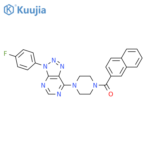 1-3-(4-fluorophenyl)-3H-1,2,3triazolo4,5-dpyrimidin-7-yl-4-(naphthalene-2-carbonyl)piperazine structure