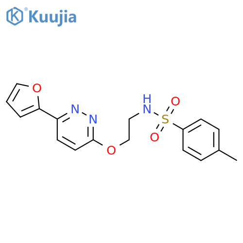 N-(2-{6-(furan-2-yl)pyridazin-3-yloxy}ethyl)-4-methylbenzene-1-sulfonamide structure