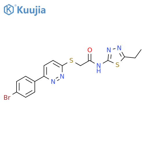 2-{6-(4-bromophenyl)pyridazin-3-ylsulfanyl}-N-(5-ethyl-1,3,4-thiadiazol-2-yl)acetamide structure