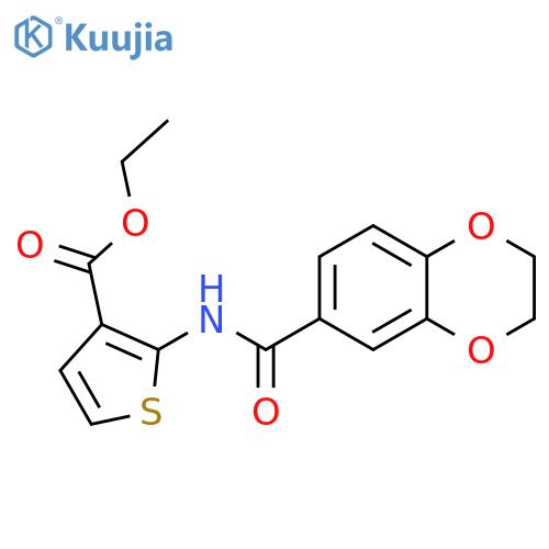 ethyl 2-(2,3-dihydro-1,4-benzodioxine-6-amido)thiophene-3-carboxylate structure