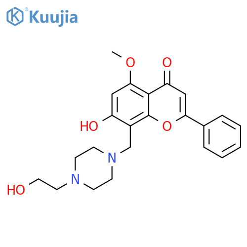 7-hydroxy-8-{4-(2-hydroxyethyl)piperazin-1-ylmethyl}-5-methoxy-2-phenyl-4H-chromen-4-one structure
